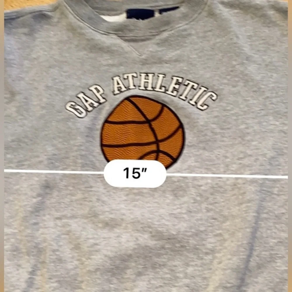 Vintage Gap Kid’s XS Gray “Gap Athletic” Basketball Graphic Cotton/Poly Pullover